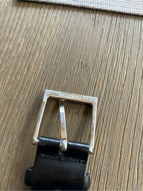 Suitsupply Black Leather Belt with Silver Buckle made In Italy